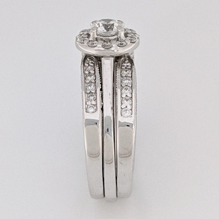 14K WHITE .95 CARAT TOTAL WEIGHT SI1 I DIAMOND ROUND (37) HALO ESTATE RING/ BAND SET 8.4 GRAMS