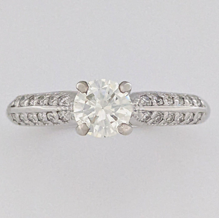 14K WHITE .68 CARAT TOTAL WEIGHT VS K DIAMOND ROUND (25) ESTATE RING 3.8 GRAMS
