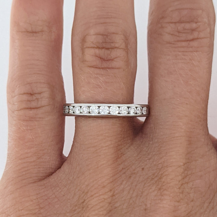 10K WHITE .42 CARAT TOTAL WEIGHT I1 G DIAMOND ROUND (12) ESTATE CHANNEL BAND 1.9 GRAM