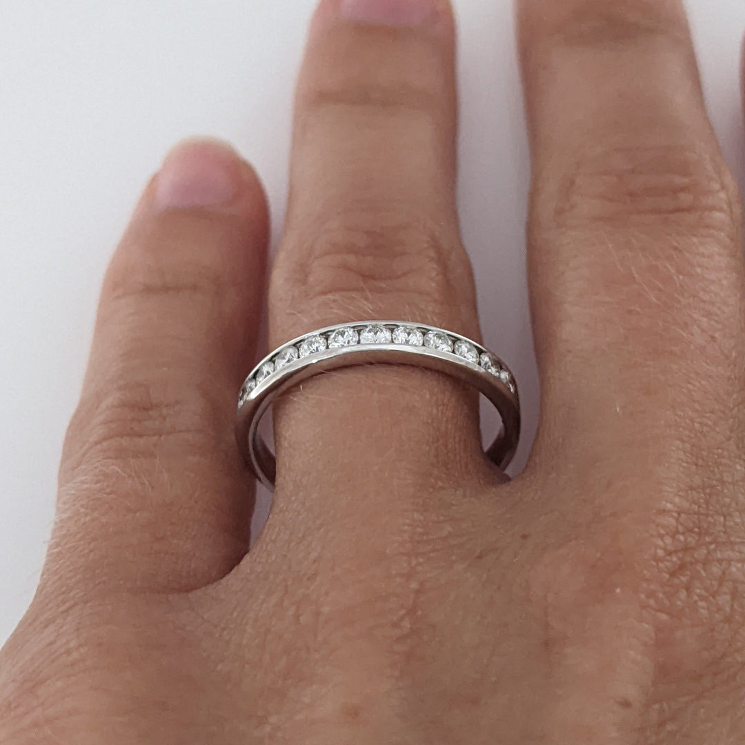 10K WHITE .42 CARAT TOTAL WEIGHT I1 G DIAMOND ROUND (12) ESTATE CHANNEL BAND 1.9 GRAM