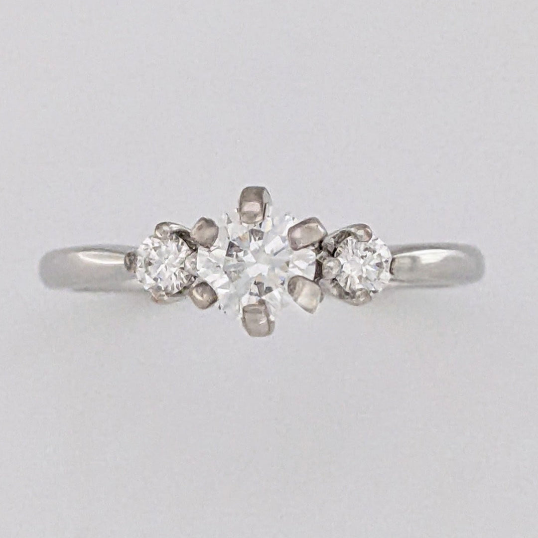 14K WHITE .53 CARAT TOTAL WEIGHT VS2 I DIAMOND ROUND (3) ESTATE TRINITY RING 2.4 GRAMS