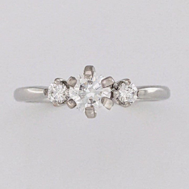 14K WHITE .53 CARAT TOTAL WEIGHT VS2 I DIAMOND ROUND (3) ESTATE TRINITY RING 2.4 GRAMS