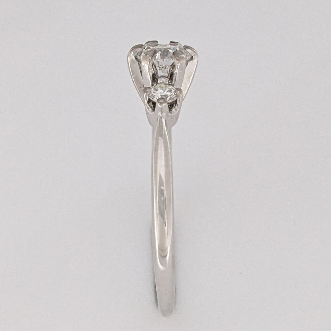14K WHITE .53 CARAT TOTAL WEIGHT VS2 I DIAMOND ROUND (3) ESTATE TRINITY RING 2.4 GRAMS
