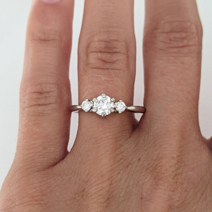 14K WHITE .53 CARAT TOTAL WEIGHT VS2 I DIAMOND ROUND (3) ESTATE TRINITY RING 2.4 GRAMS