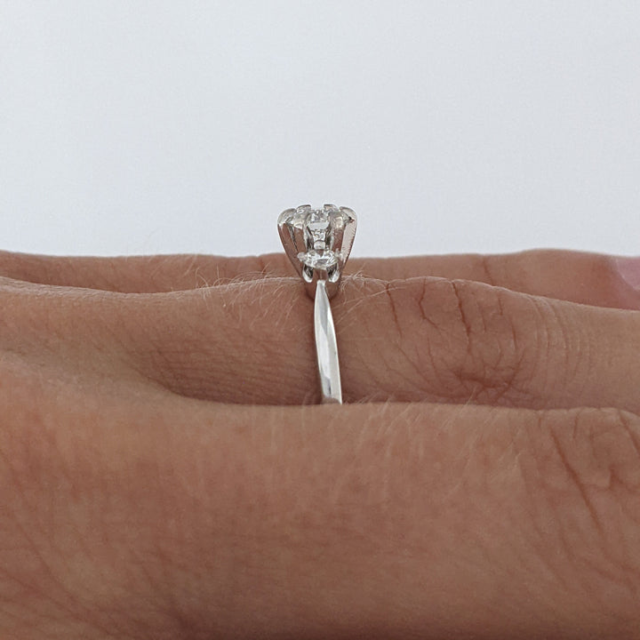 14K WHITE .53 CARAT TOTAL WEIGHT VS2 I DIAMOND ROUND (3) ESTATE TRINITY RING 2.4 GRAMS