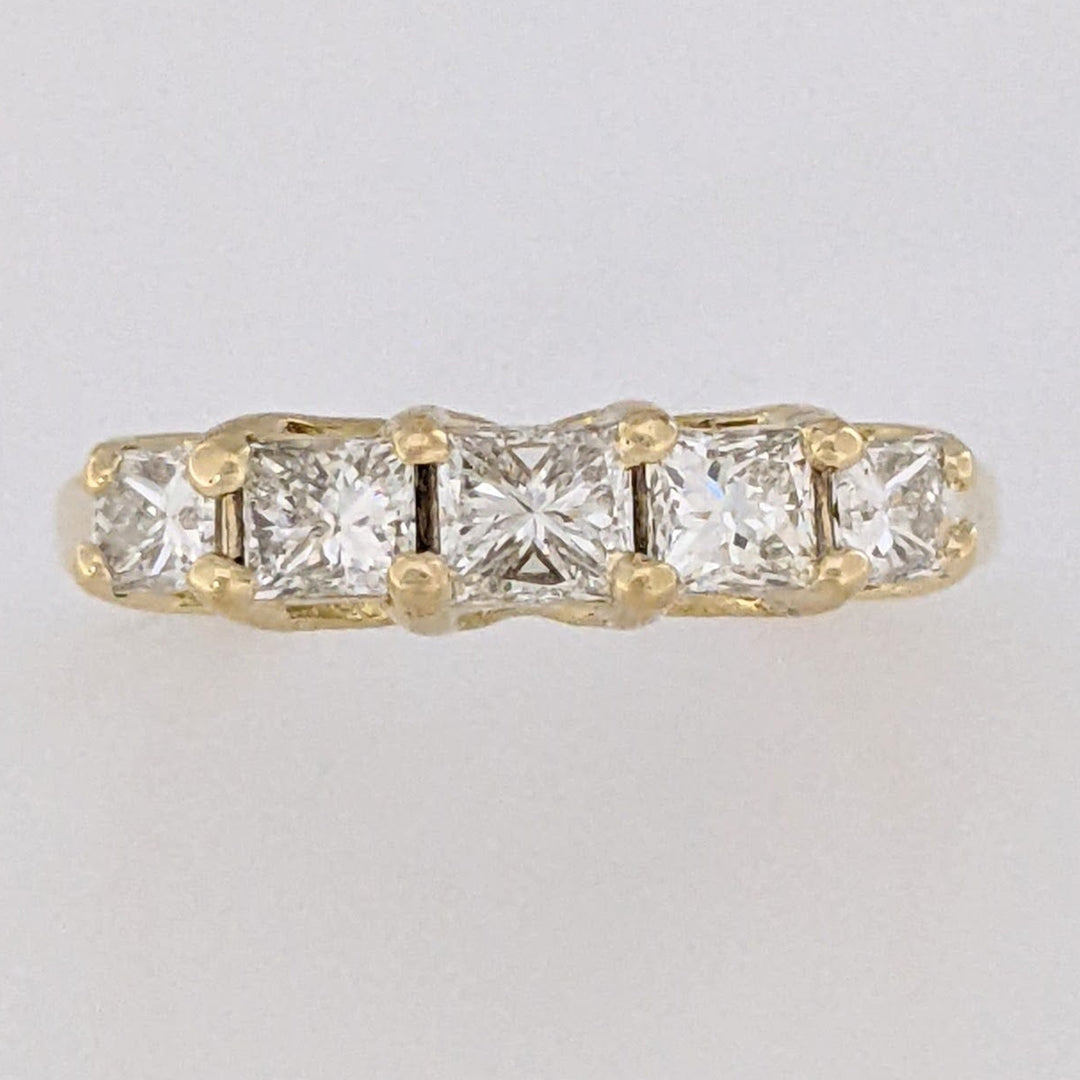 14K .97 CARAT TOTAL WEIGHT VS2 H-I DIAMOND PRINCESS CUT (5) ESTATE BAND 3.4 GRAMS