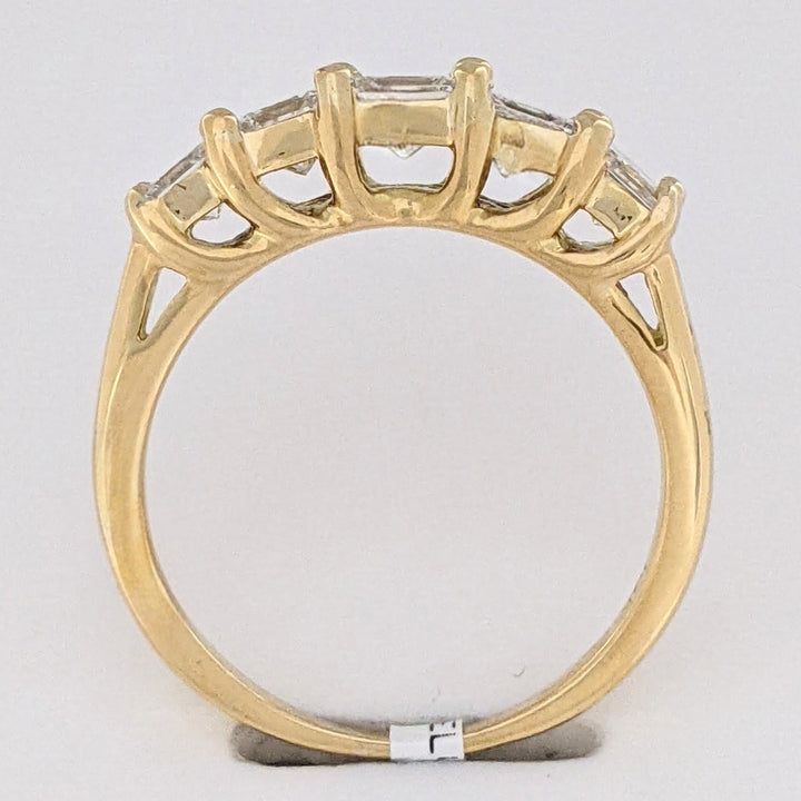 14K .97 CARAT TOTAL WEIGHT VS2 H-I DIAMOND PRINCESS CUT (5) ESTATE BAND 3.4 GRAMS