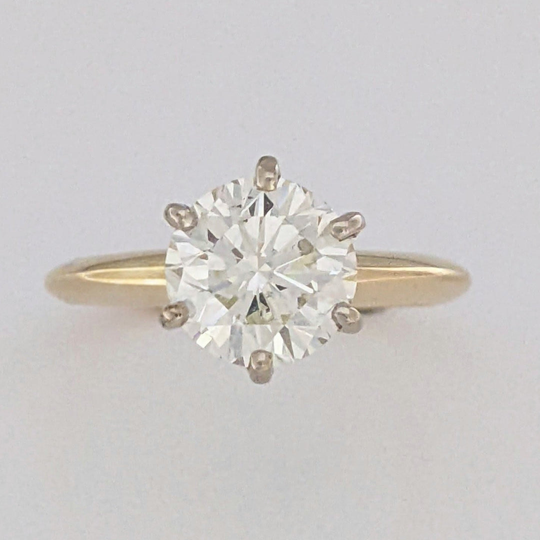 14K 2.00 CARAT TOTAL SI2 K DIAMOND ROUND ESTATE SOLITAIRE RING 3.4 GRAMS