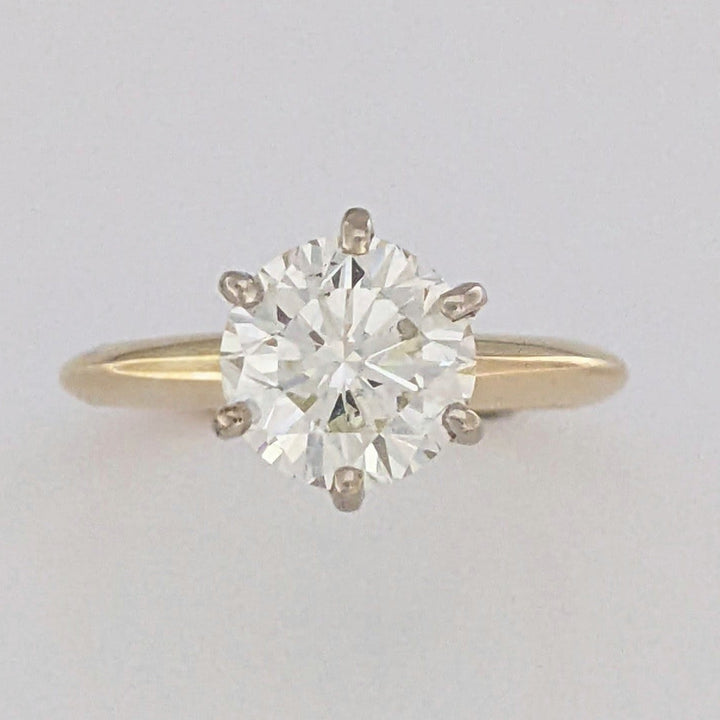 14K 2.00 CARAT TOTAL SI2 K DIAMOND ROUND ESTATE SOLITAIRE RING 3.4 GRAMS