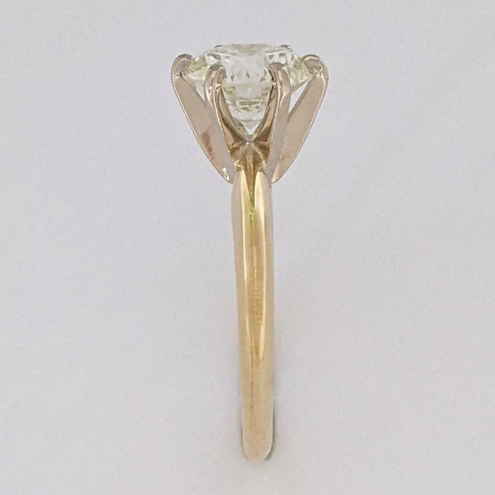 14K 2.00 CARAT TOTAL SI2 K DIAMOND ROUND ESTATE SOLITAIRE RING 3.4 GRAMS