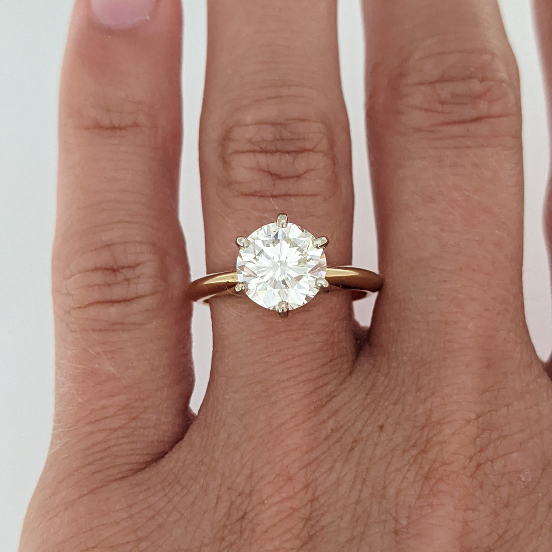 14K 2.00 CARAT TOTAL SI2 K DIAMOND ROUND ESTATE SOLITAIRE RING 3.4 GRAMS