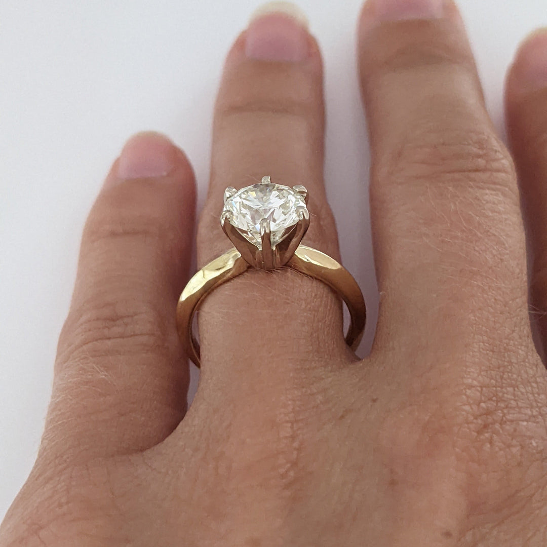 14K 2.00 CARAT TOTAL SI2 K DIAMOND ROUND ESTATE SOLITAIRE RING 3.4 GRAMS