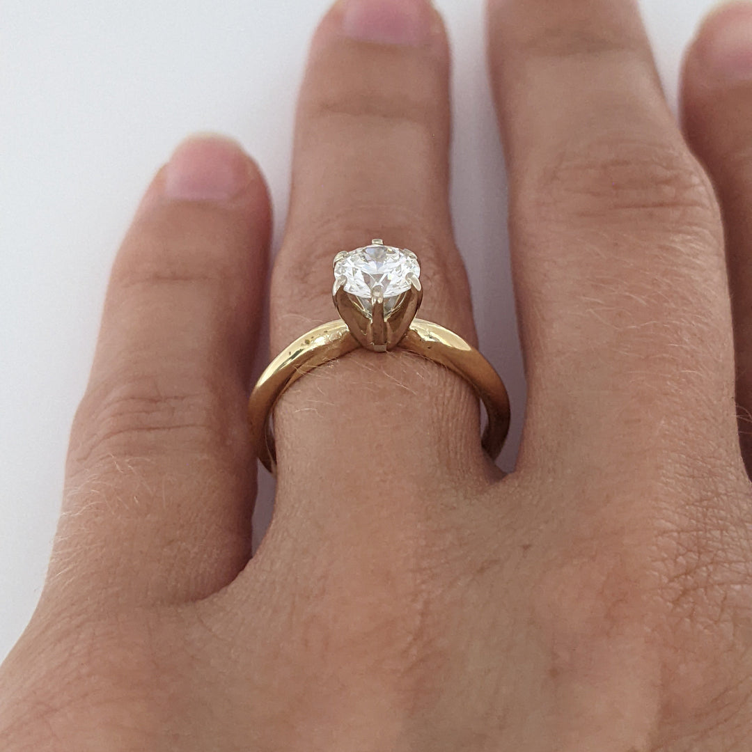 14K .78 CARAT TOTAL VS2 I DIAMOND ROUND ESTATE SOLITAIRE RING 2.6 GRAMS