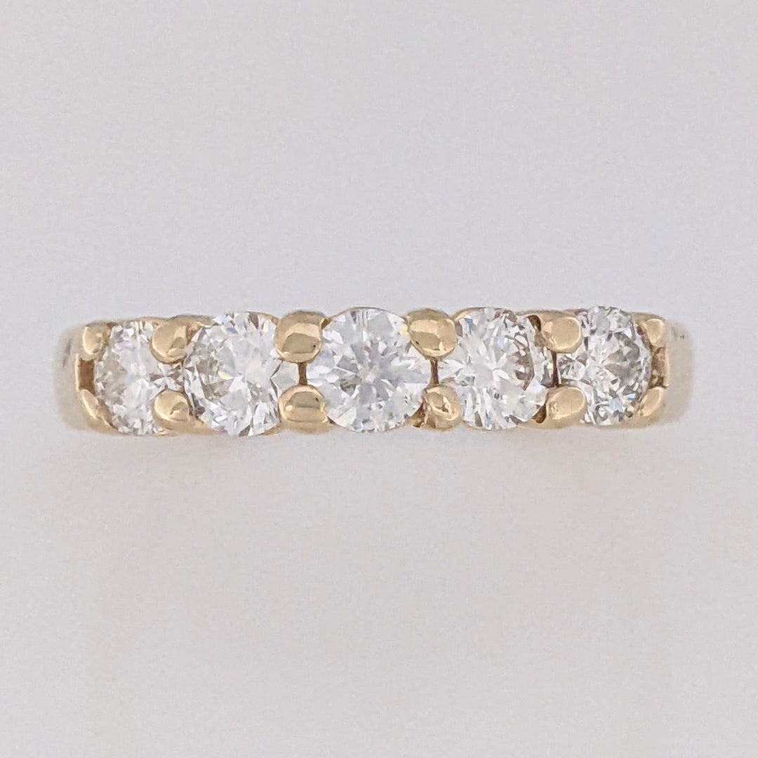 14K 1.00 CARAT TOTAL WEIGHT I1 J DIAMOND ROUND (5) ESTATE PRONG BAND 4.6 GRAMS