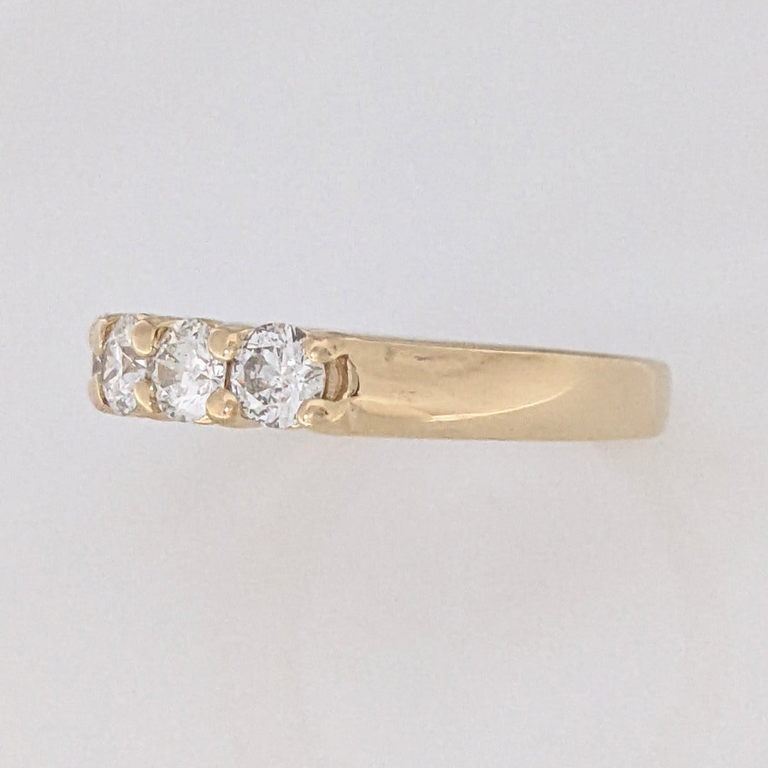 14K 1.00 CARAT TOTAL WEIGHT I1 J DIAMOND ROUND (5) ESTATE PRONG BAND 4.6 GRAMS