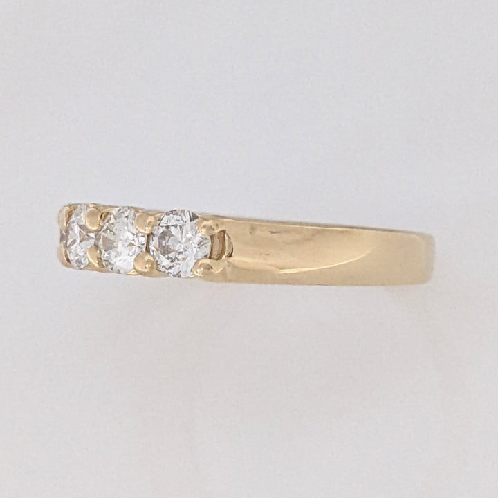 14K 1.00 CARAT TOTAL WEIGHT I1 J DIAMOND ROUND (5) ESTATE PRONG BAND 4.6 GRAMS