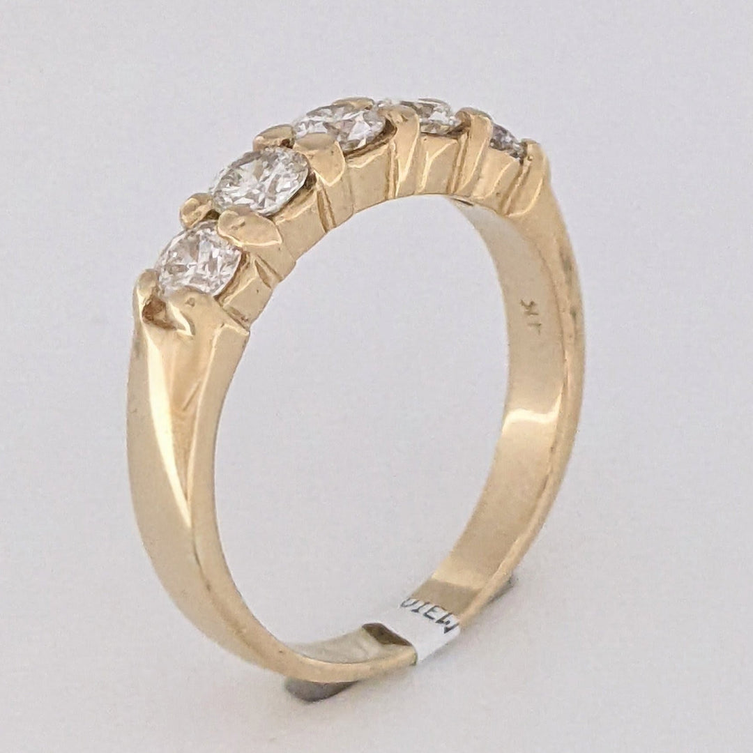 14K 1.00 CARAT TOTAL WEIGHT I1 J DIAMOND ROUND (5) ESTATE PRONG BAND 4.6 GRAMS