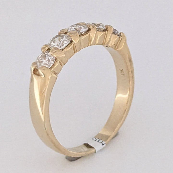 14K 1.00 CARAT TOTAL WEIGHT I1 J DIAMOND ROUND (5) ESTATE PRONG BAND 4.6 GRAMS