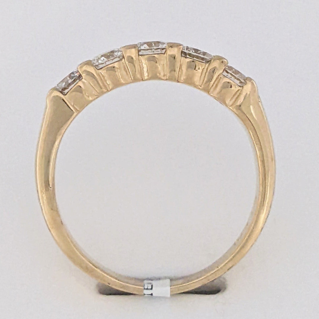 14K 1.00 CARAT TOTAL WEIGHT I1 J DIAMOND ROUND (5) ESTATE PRONG BAND 4.6 GRAMS