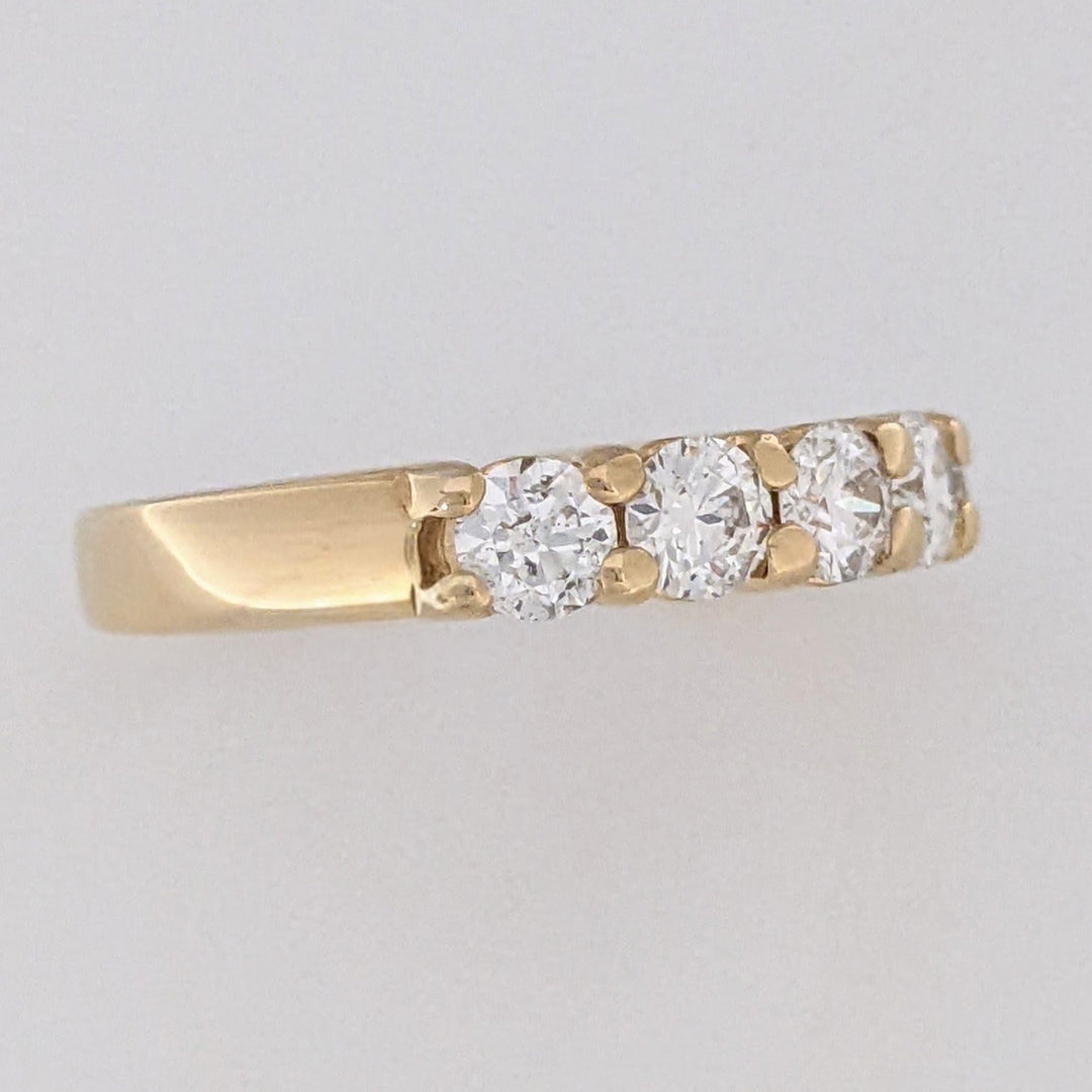 14K 1.00 CARAT TOTAL WEIGHT I1 J DIAMOND ROUND (5) ESTATE PRONG BAND 4.6 GRAMS
