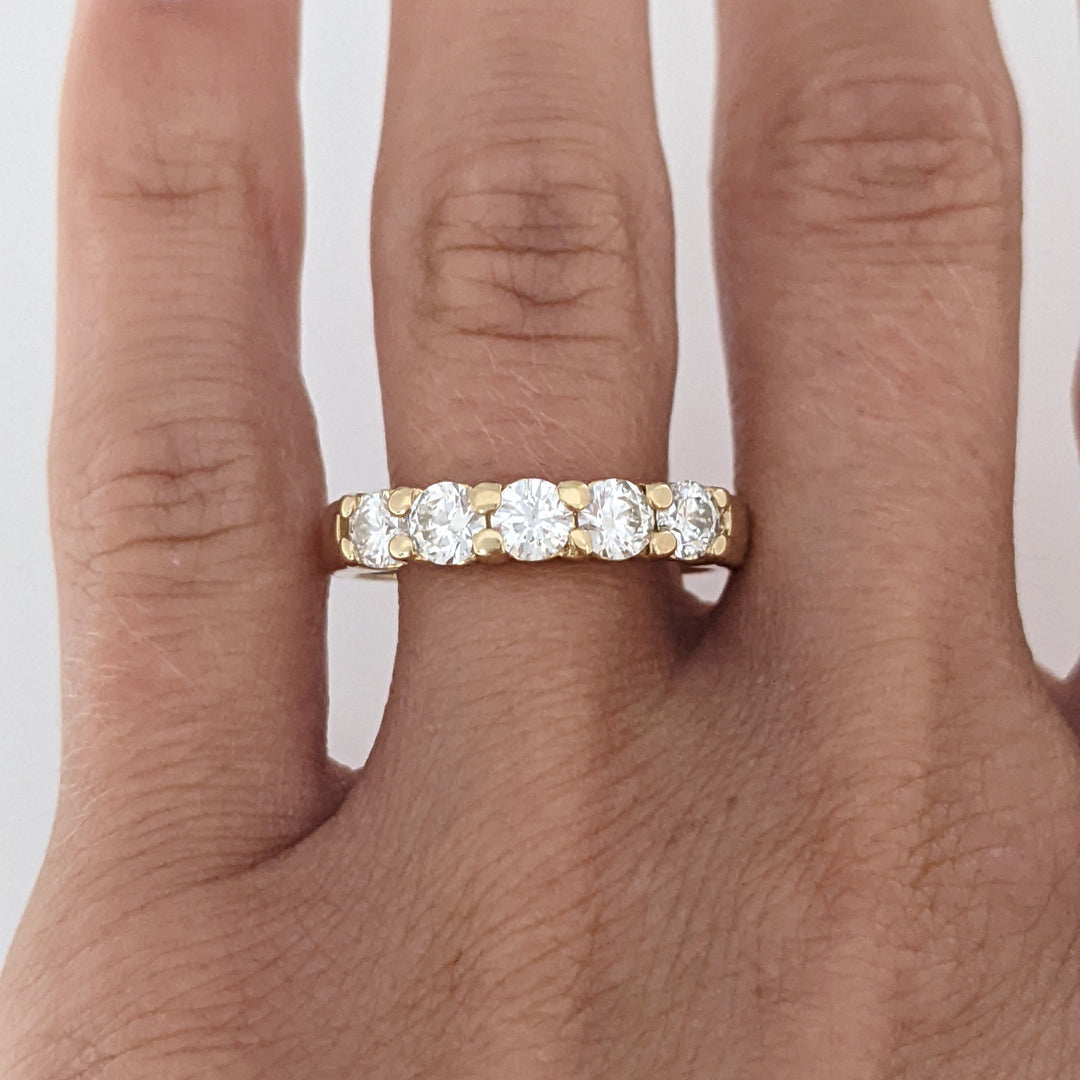 14K 1.00 CARAT TOTAL WEIGHT I1 J DIAMOND ROUND (5) ESTATE PRONG BAND 4.6 GRAMS