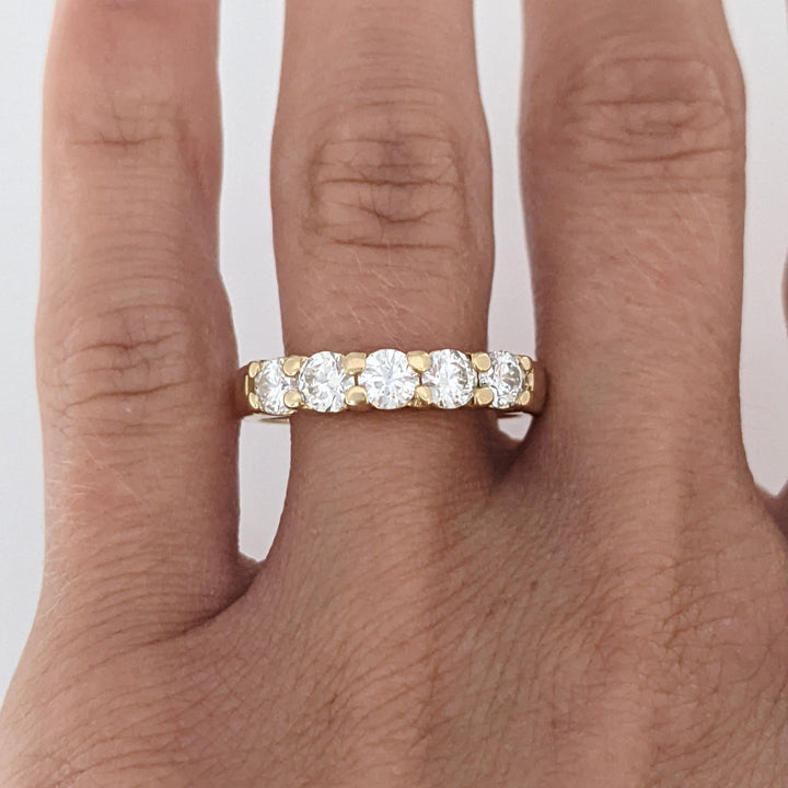 14K 1.00 CARAT TOTAL WEIGHT I1 J DIAMOND ROUND (5) ESTATE PRONG BAND 4.6 GRAMS