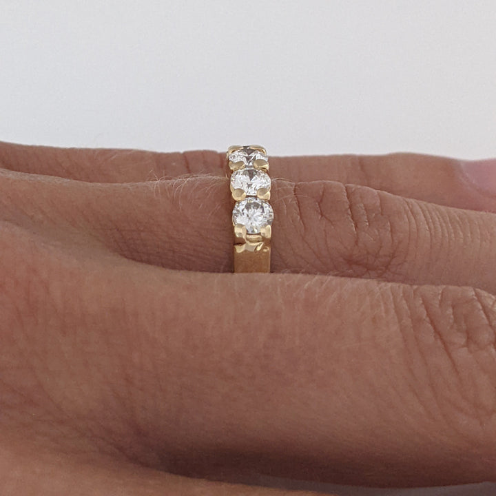 14K 1.00 CARAT TOTAL WEIGHT I1 J DIAMOND ROUND (5) ESTATE PRONG BAND 4.6 GRAMS