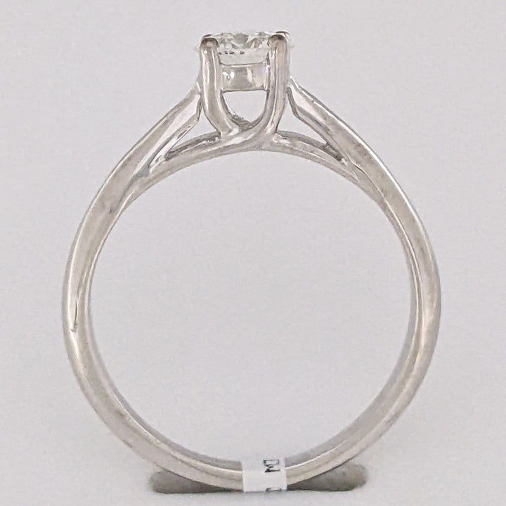 18K WHITE .53 CARAT TOTAL SI2 H DIAMOND ROUND ESTATE SOLITAIRE RING 3.3 GRAMS