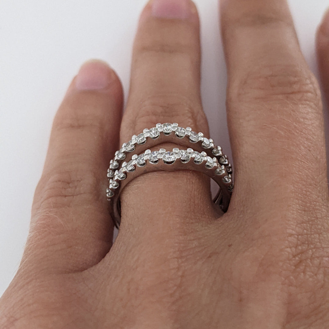 14K WHITE .93 CARAT TOTAL WEIGHT SI2 I DIAMOND ROUND (26) ESTATE RING JACKET 4.4 GRAMS