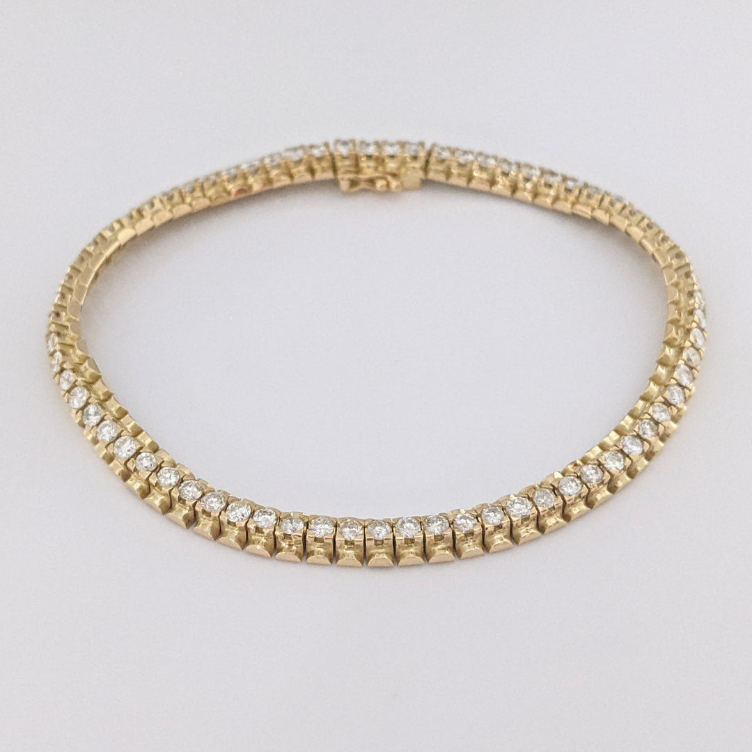 14K 2.50 CARAT TOTAL WEIGHT I1 H-I DIAMOND ROUND ESTATE BRACELET 13.7 GRAMS