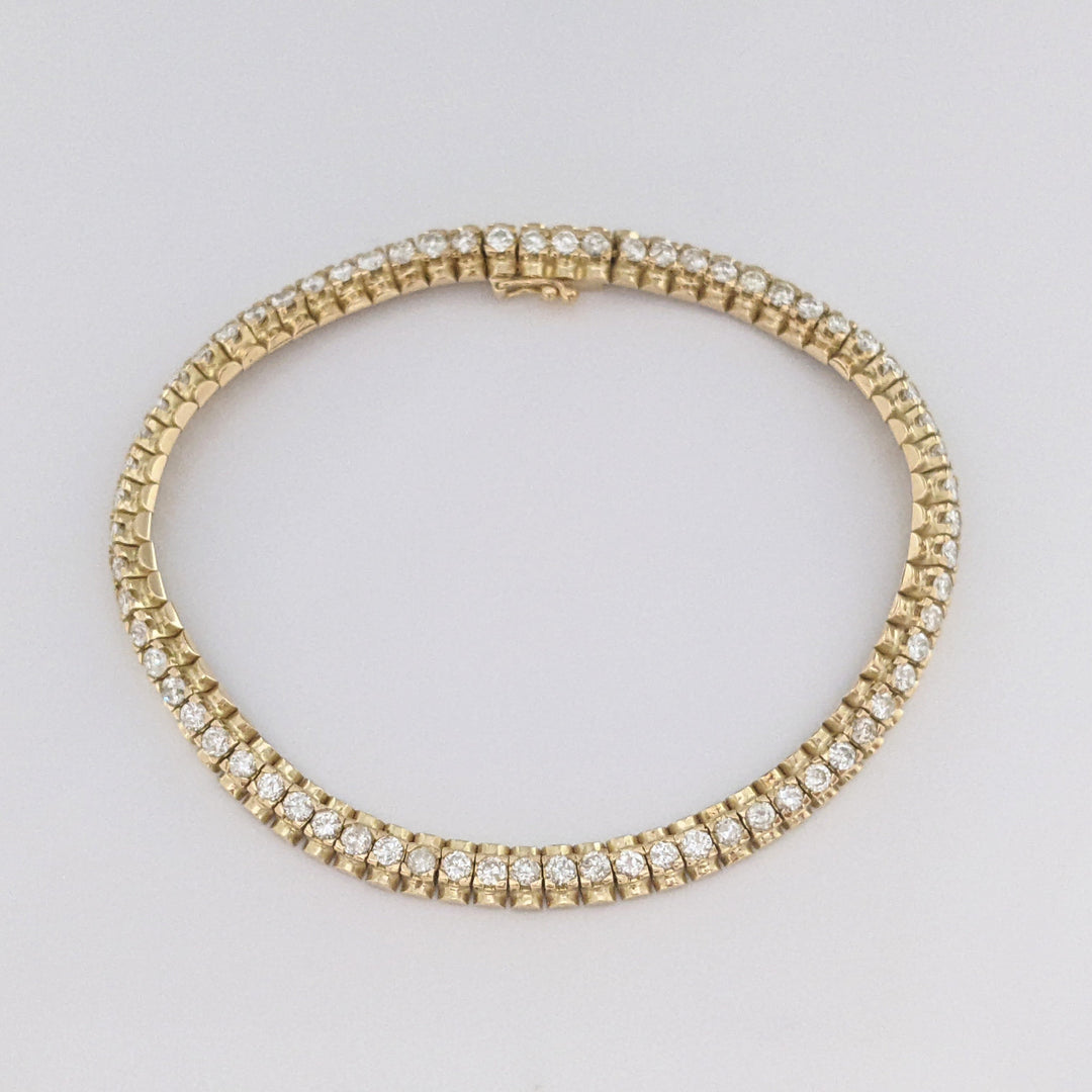 14K 2.50 CARAT TOTAL WEIGHT I1 H-I DIAMOND ROUND ESTATE BRACELET 13.7 GRAMS