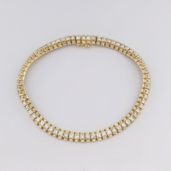 14K 2.50 CARAT TOTAL WEIGHT I1 H-I DIAMOND ROUND ESTATE BRACELET 13.7 GRAMS