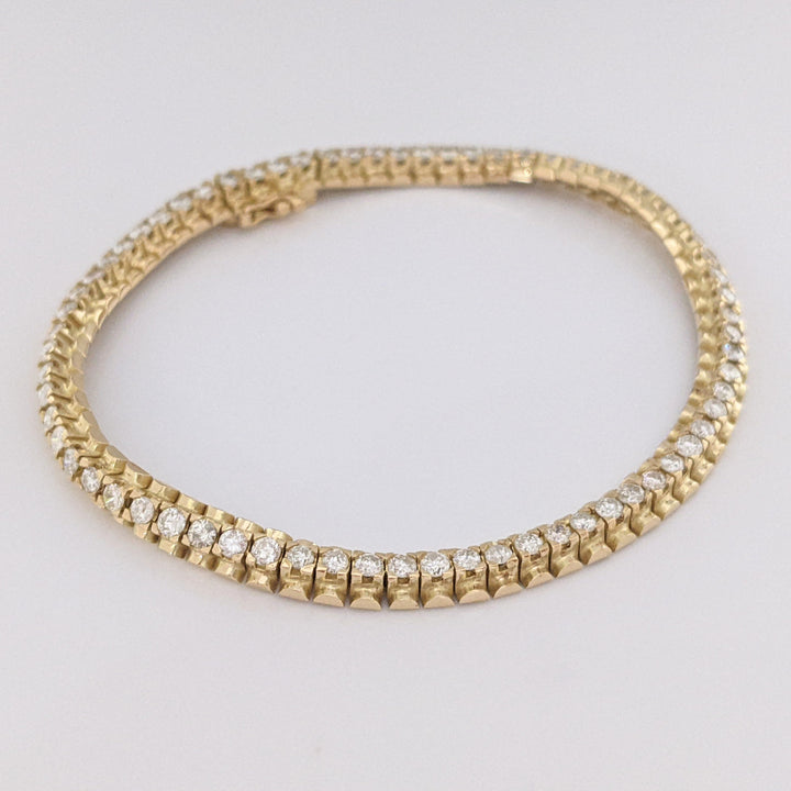 14K 2.50 CARAT TOTAL WEIGHT I1 H-I DIAMOND ROUND ESTATE BRACELET 13.7 GRAMS