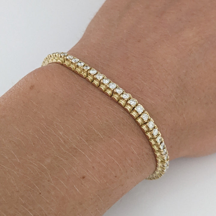 14K 2.50 CARAT TOTAL WEIGHT I1 H-I DIAMOND ROUND ESTATE BRACELET 13.7 GRAMS