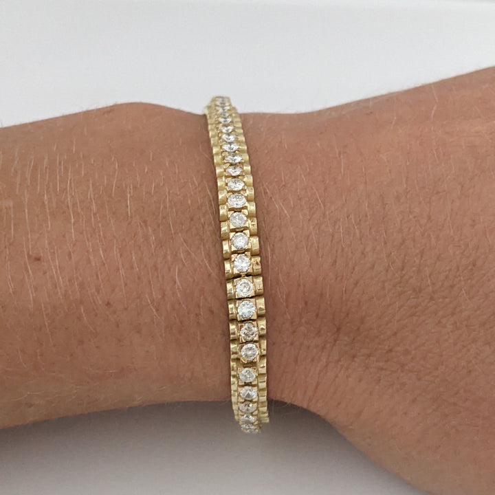 14K 2.50 CARAT TOTAL WEIGHT I1 H-I DIAMOND ROUND ESTATE BRACELET 13.7 GRAMS