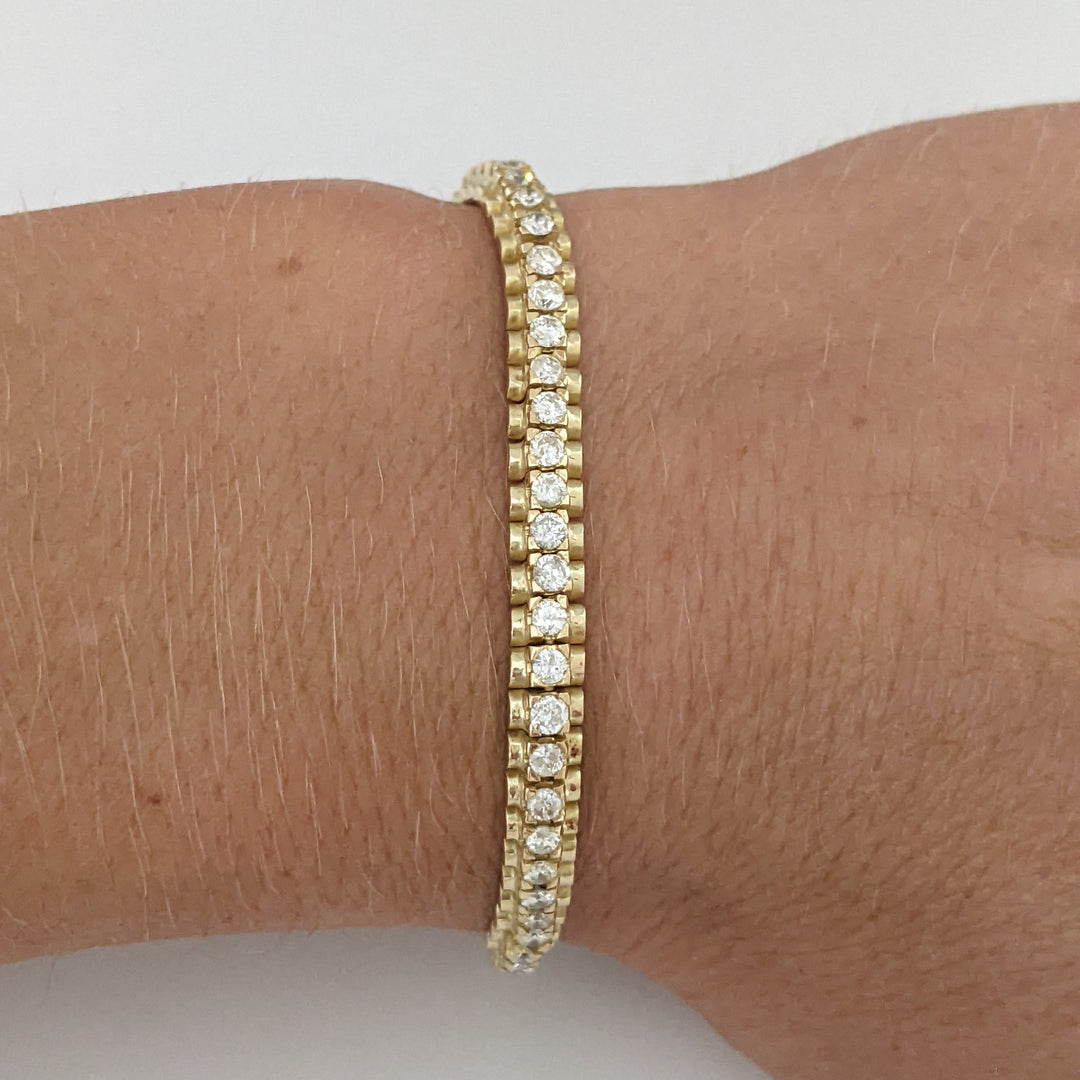 14K 2.50 CARAT TOTAL WEIGHT I1 H-I DIAMOND ROUND ESTATE BRACELET 13.7 GRAMS