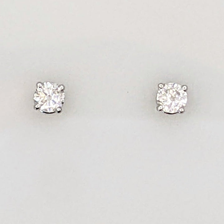 14K WHITE .28 CARAT TOTAL WEIGHT I1 H-I DIAMOND ROUND (2) ESTATE STUD EARRINGS 0.7 GRAMS
