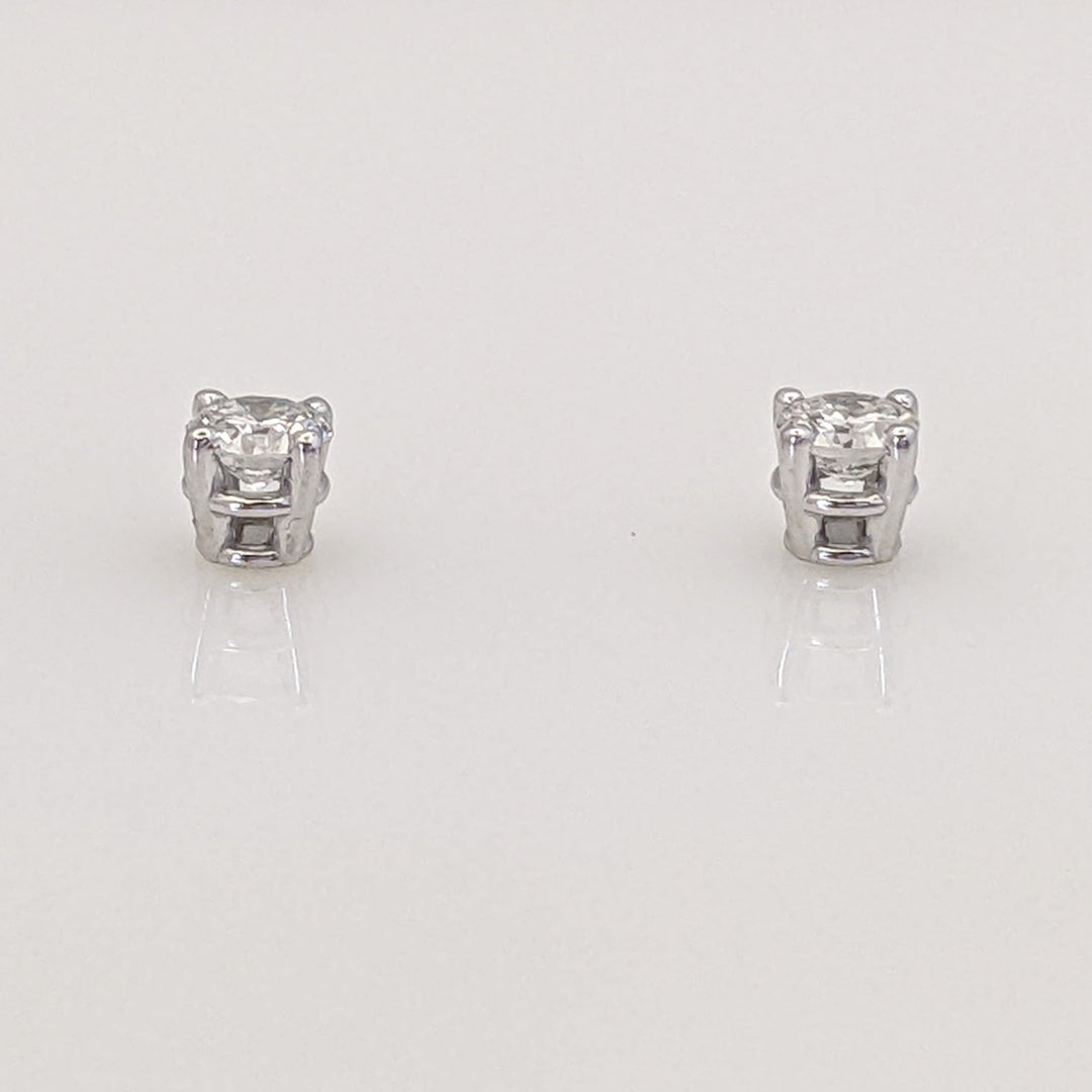 14K WHITE .28 CARAT TOTAL WEIGHT I1 H-I DIAMOND ROUND (2) ESTATE STUD EARRINGS 0.7 GRAMS