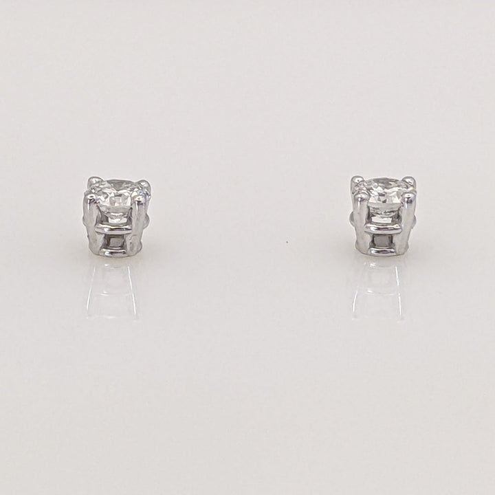 14K WHITE .28 CARAT TOTAL WEIGHT I1 H-I DIAMOND ROUND (2) ESTATE STUD EARRINGS 0.7 GRAMS