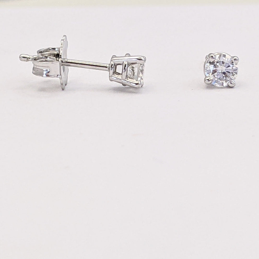 14K WHITE .28 CARAT TOTAL WEIGHT I1 H-I DIAMOND ROUND (2) ESTATE STUD EARRINGS 0.7 GRAMS