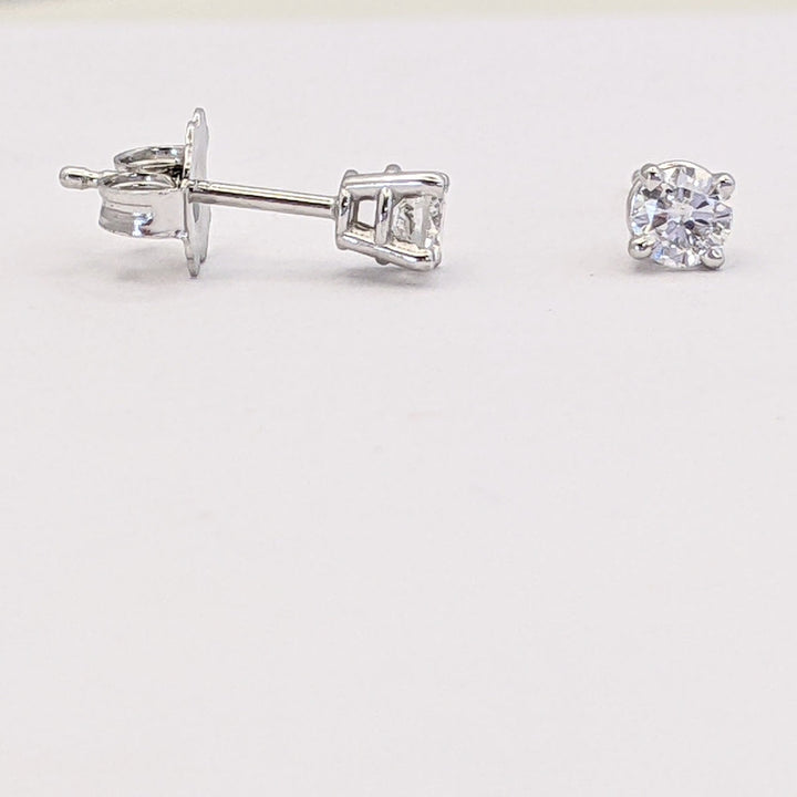 14K WHITE .28 CARAT TOTAL WEIGHT I1 H-I DIAMOND ROUND (2) ESTATE STUD EARRINGS 0.7 GRAMS