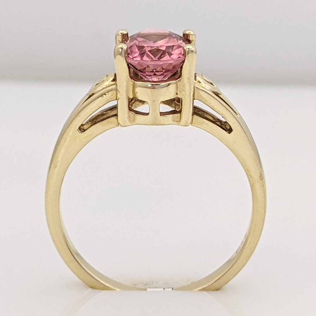 14K PINK TOURMALINE OVAL 6X8 ESTATE RING 3.1 GRAMS