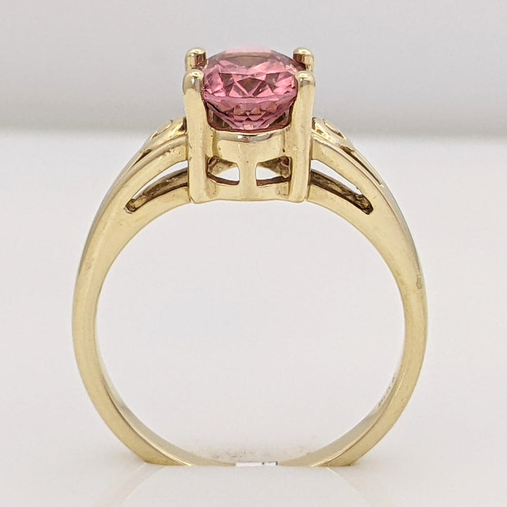 14K PINK TOURMALINE OVAL 6X8 ESTATE RING 3.1 GRAMS