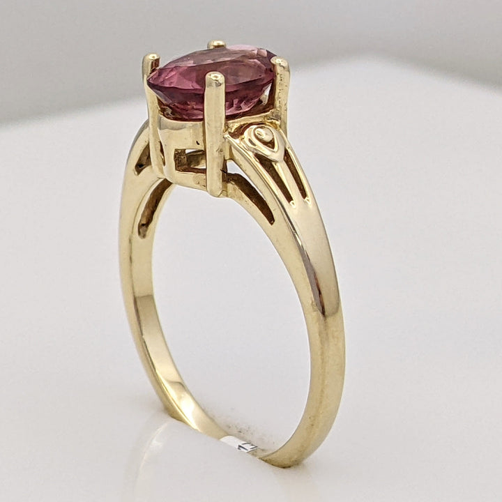 14K PINK TOURMALINE OVAL 6X8 ESTATE RING 3.1 GRAMS