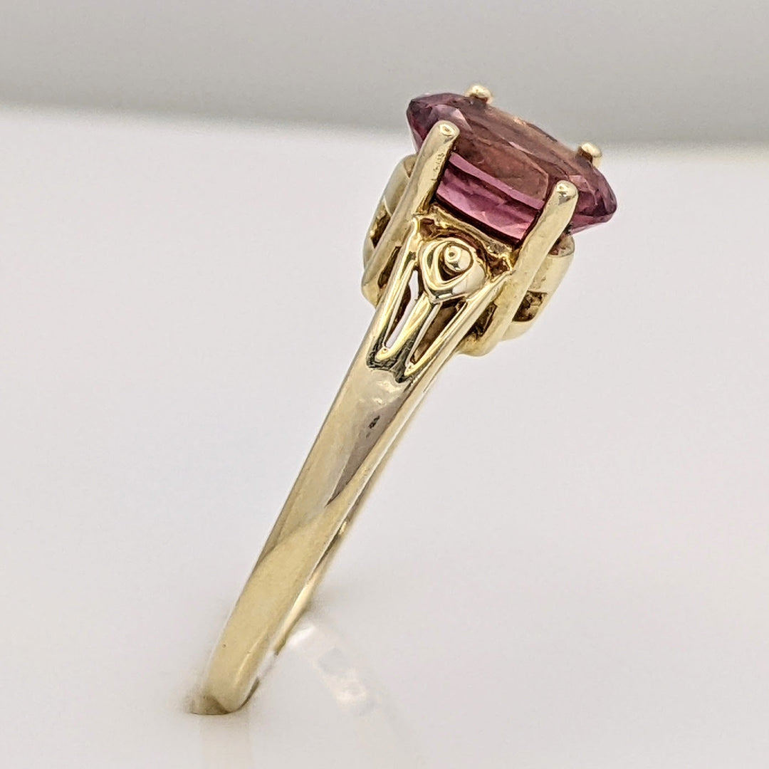 14K PINK TOURMALINE OVAL 6X8 ESTATE RING 3.1 GRAMS