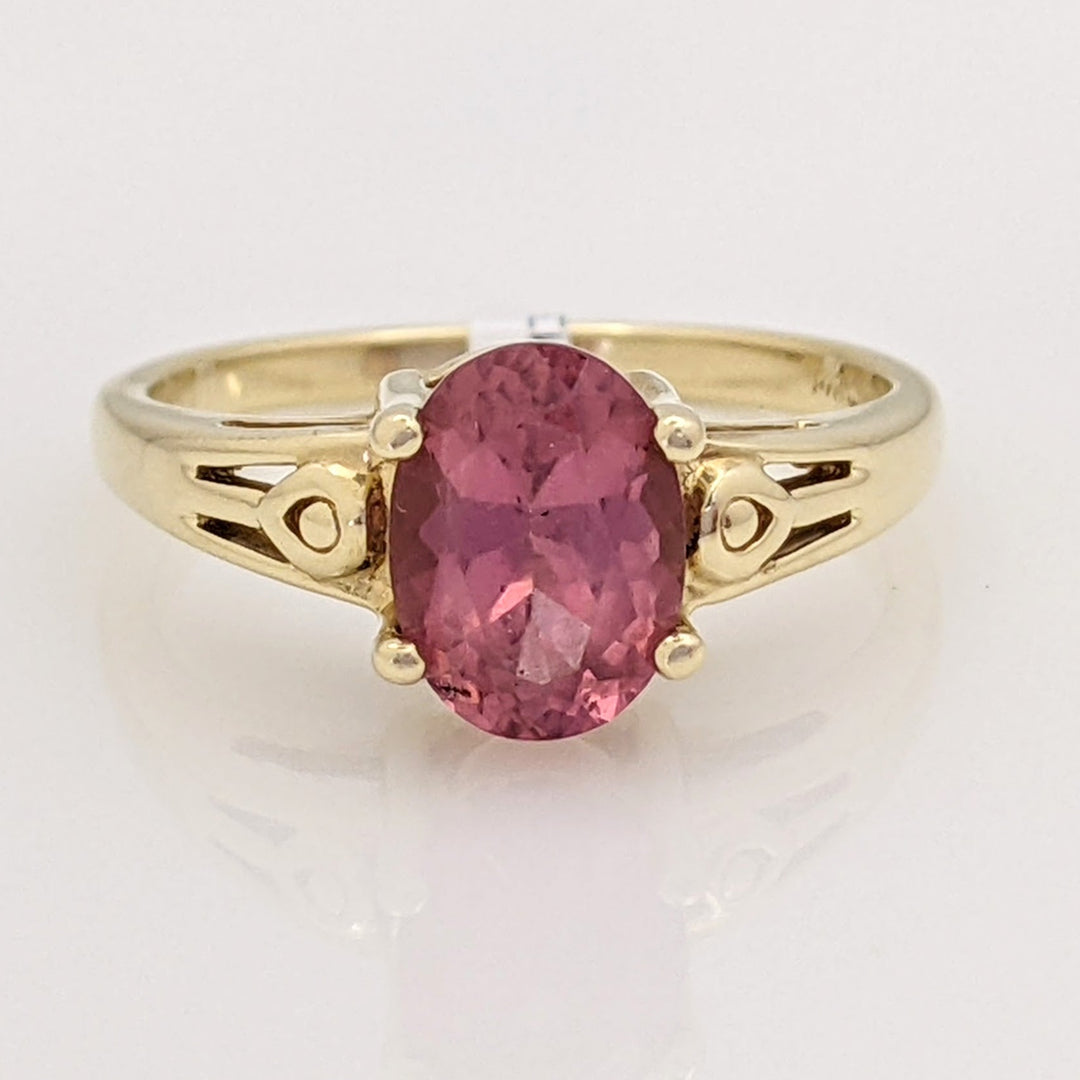 14K PINK TOURMALINE OVAL 6X8 ESTATE RING 3.1 GRAMS