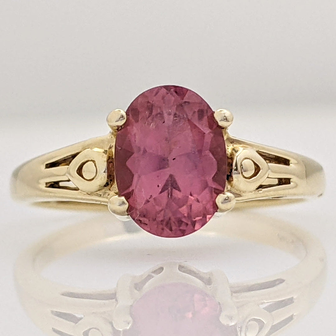 14K PINK TOURMALINE OVAL 6X8 ESTATE RING 3.1 GRAMS