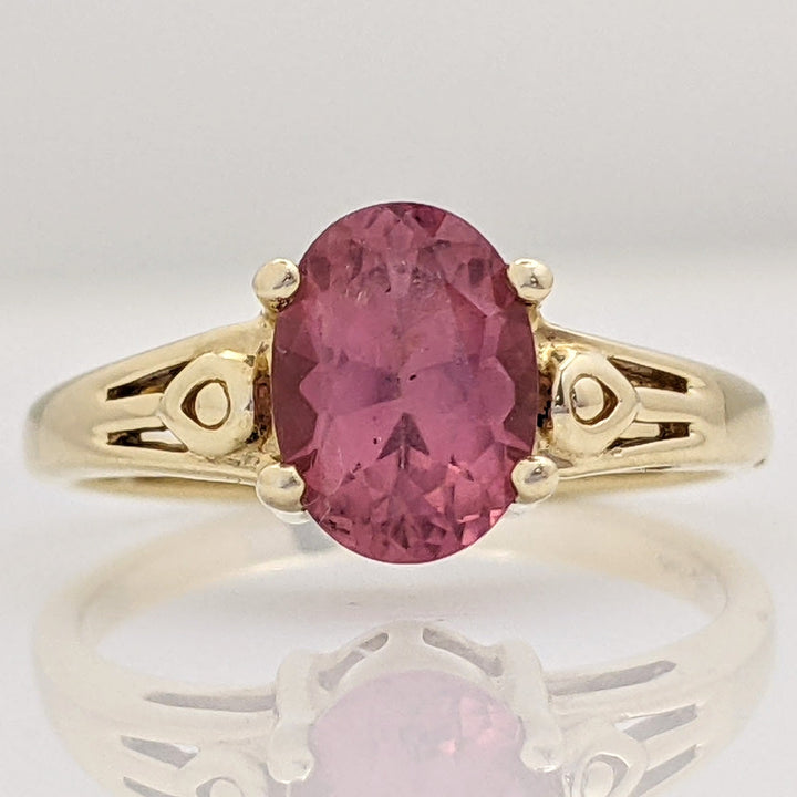 14K PINK TOURMALINE OVAL 6X8 ESTATE RING 3.1 GRAMS