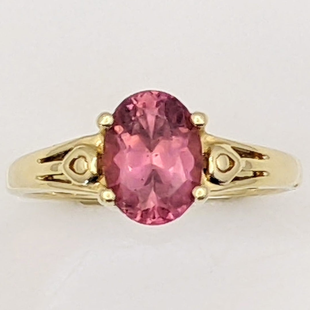 14K PINK TOURMALINE OVAL 6X8 ESTATE RING 3.1 GRAMS