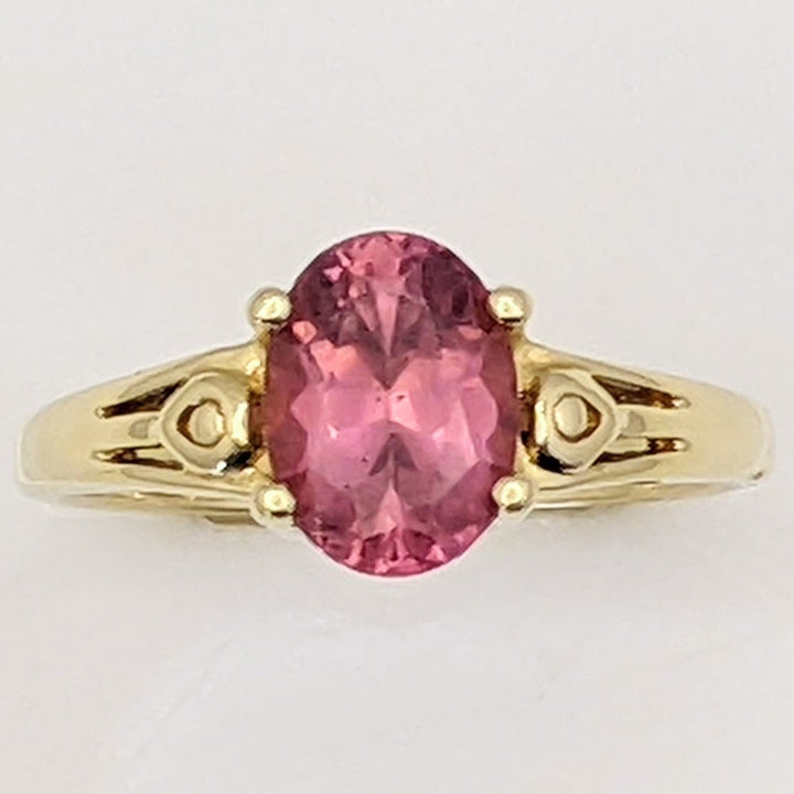 14K PINK TOURMALINE OVAL 6X8 ESTATE RING 3.1 GRAMS